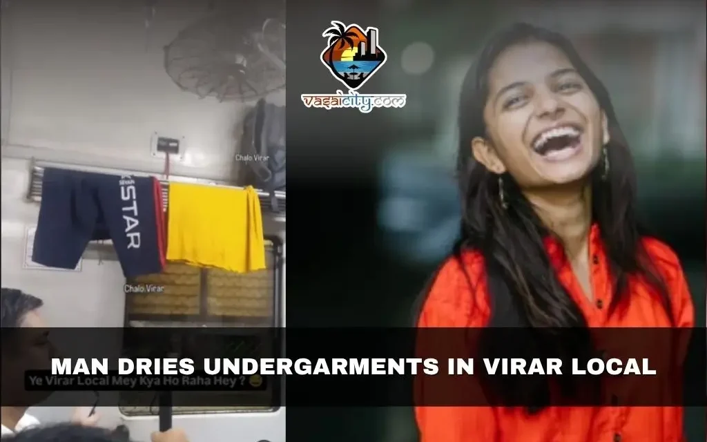 Man Dries Undergarments in Virar Local