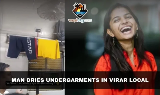 Man Dries Undergarments in Virar Local