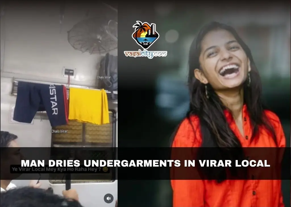 Man Dries Undergarments in Virar Local