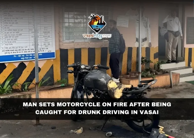 Man Sets Motorcycle on Fire After Being Caught for Drunk Driving in Vasai
