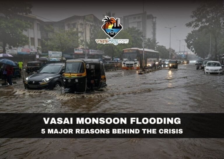 Vasai Monsoon Flooding causing waterlogged roads and traffic disruption after heavy rainfall