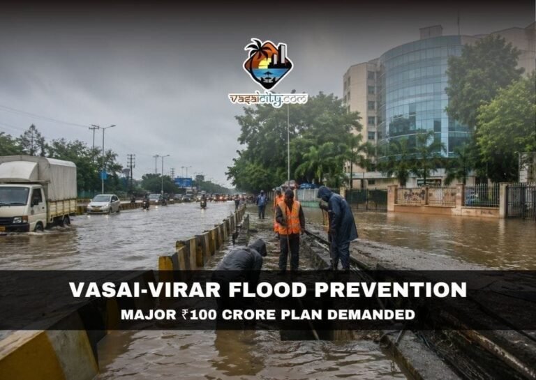 Vasai-Virar Flood Prevention meeting discussing ₹100 crore permanent flood-control plan.