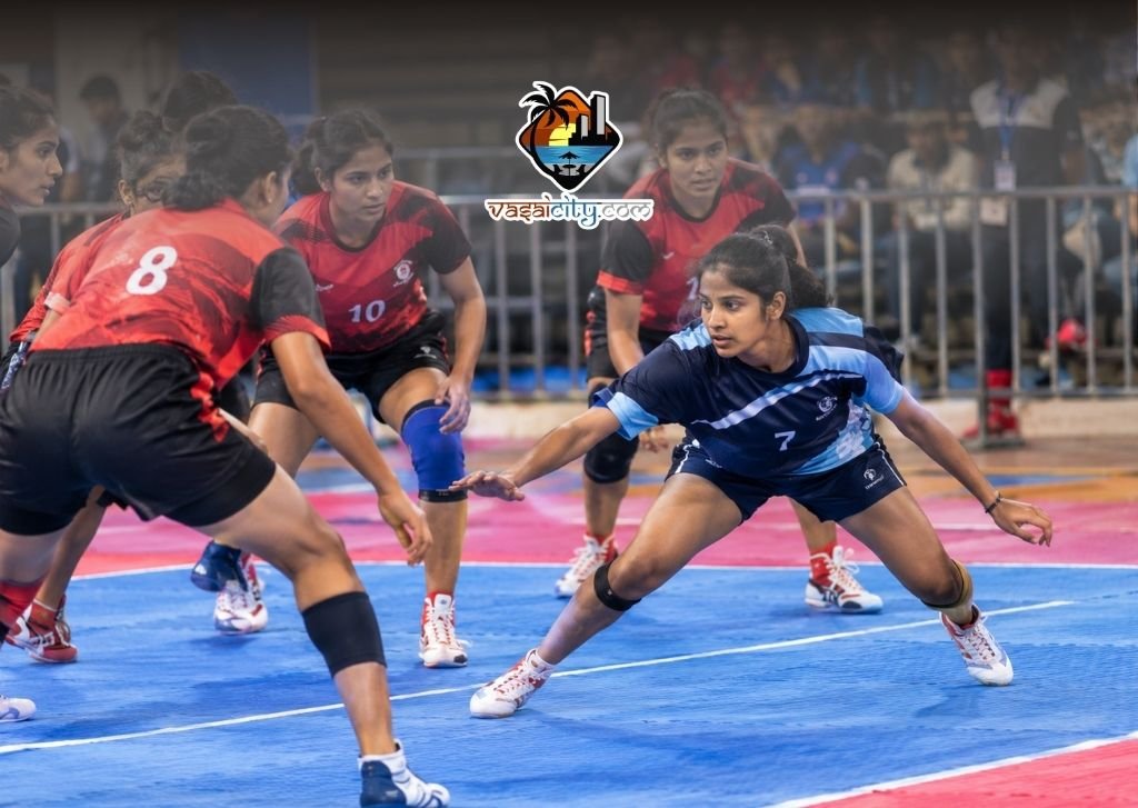 Virar Kabaddi Championship at Bolinj Sports Complex with young Maharashtra kabaddi players competing on multiple courts