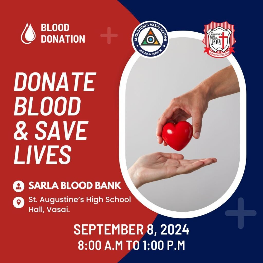 Blood Donation Camp at St. Augustine’s High School, Vasai 1 blood donation camp 8th september 2024