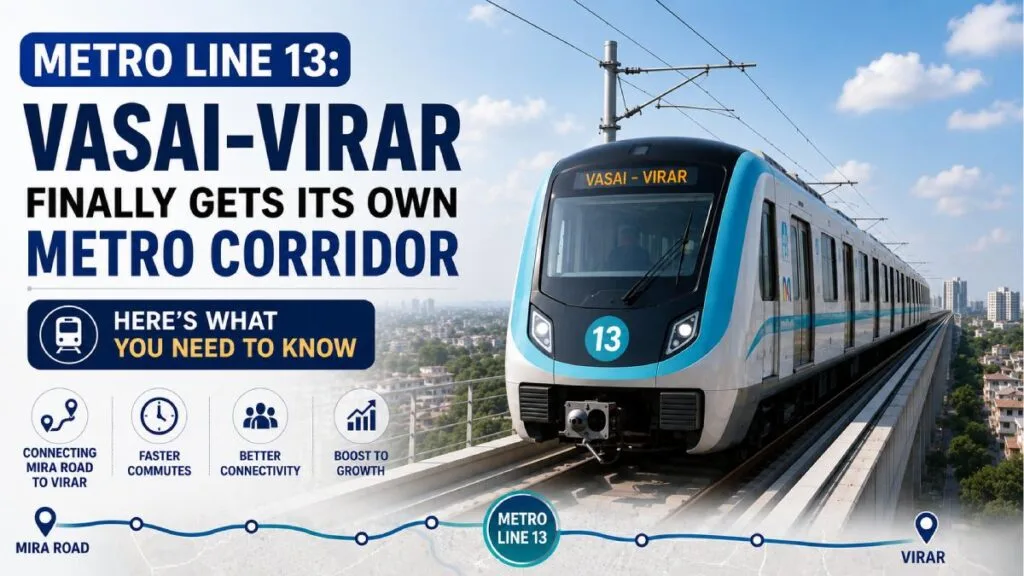 Mira Road to Virar Metro route showing the proposed Metro Line 13 corridor connecting Mira Road, Vasai and Virar