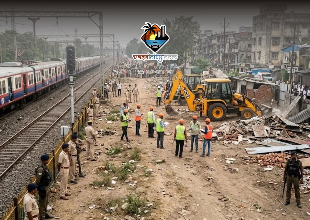 WESTERN RAILWAY CORRIDOR CLEARS KEY OBSTACLES BETWEEN MAHIM AND VIRAR FOR EXTRA SUBURBAN LINES 1 Western Railway Corridor Track Clearance Drive Near Ram Mandir Station For 5Th And 6Th Line Expansion.